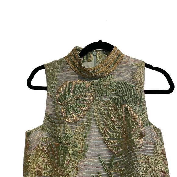 Alex Marie Savannah Dress Sz 4 Mock Neck Sheath Cocktail Leaf Old Money #300 - Picture 3 of 12